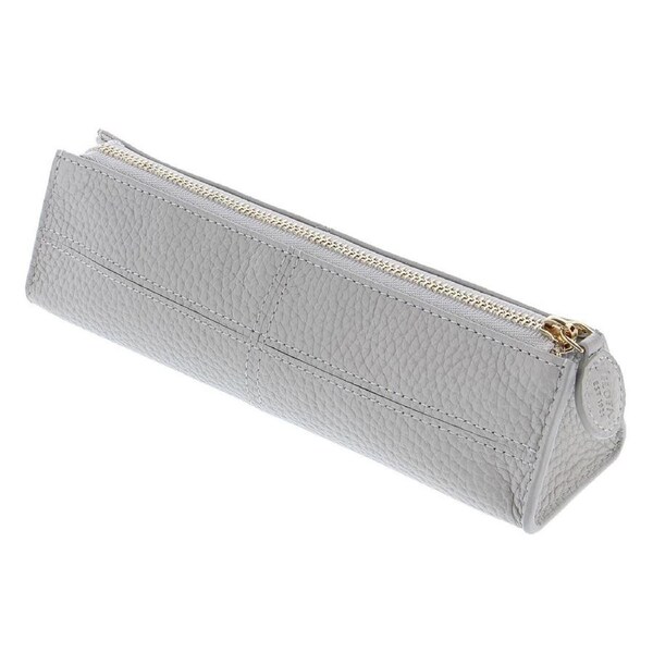 Filofax Classic Stitch Soft Zip Pen Case Leather Pencil Carry Pouch Grey 19cm