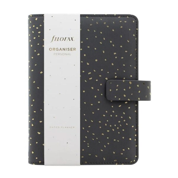 Filofax Confetti Personal Organiser Task/Diary Planner Faux Leather Charcoal