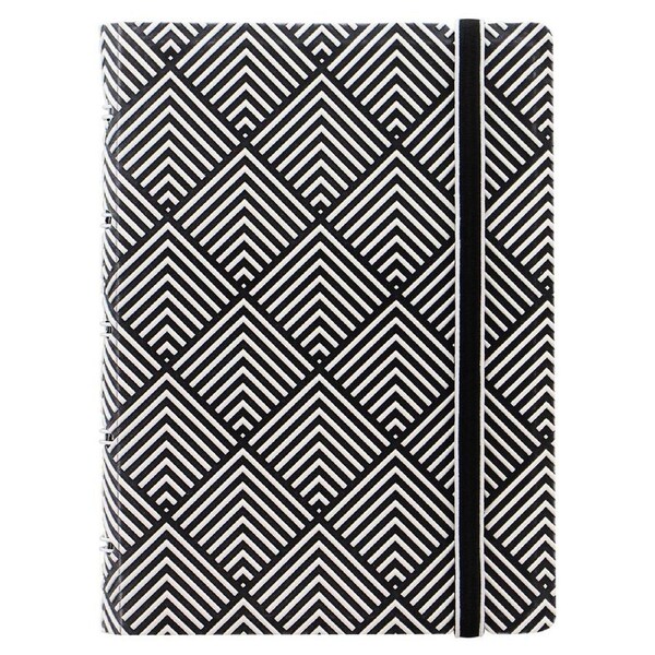 Filofax Impressions Pocket Notebook Journal A4/A5 Refillable Black/White Deco