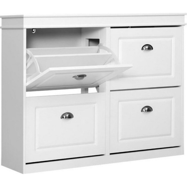 Shoe Cabinet Shoes Storage Rack Organiser White Shelf Drawer Cupboard 24 Pairs