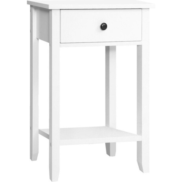 Bedside Tables Drawer Side Table Nightstand White Storage Cabinet White Shelf