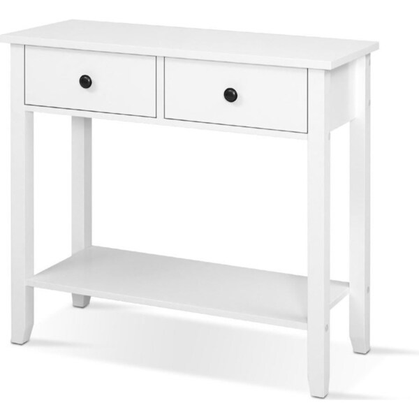 Hallway Console Table Hall Side Entry 2 Drawers Display White Desk Furniture