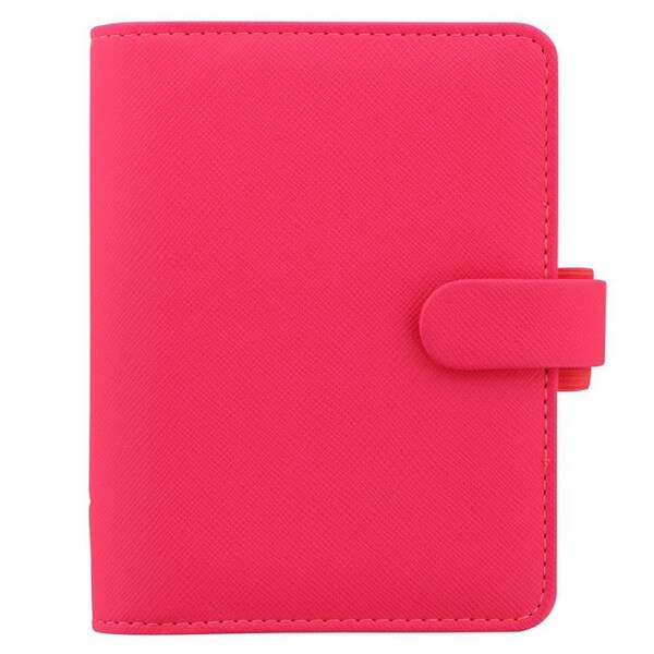 Filofax Saffiano Pocket Organiser Diary/Task Planner Faux Leather Fluro Pink