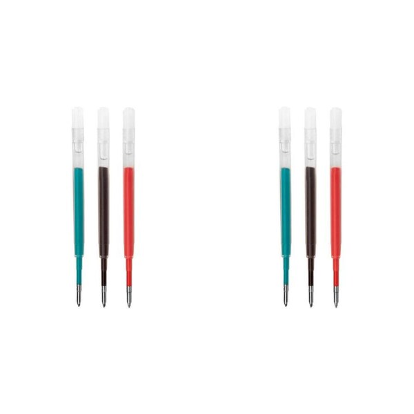 2x 3pc Filofax Clipbook Erasable Friction Ball Pen Refill Ink Gel Cartridge Asst