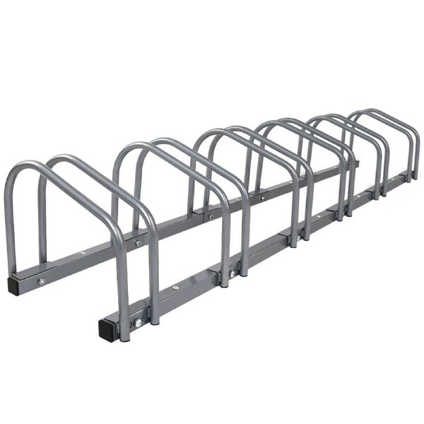 Bicycle Cycling Stand Floor Storage Silver - Fits 6 Bikes