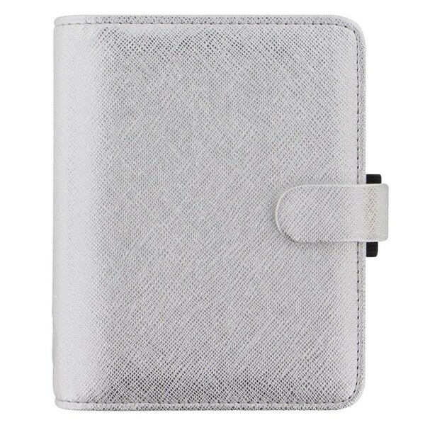 Filofax Saffiano Pocket Organiser Planner Notepad Faux Leather Metallic SLV