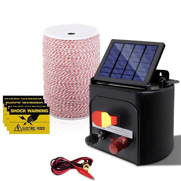 Solar Powered Electric Fence Energiser Set Energizer with Tape 0.1j - 3km