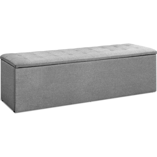 Storage Ottoman Blanket Box Grey LARGE Fabric Rest Chest Toy Foot Stool