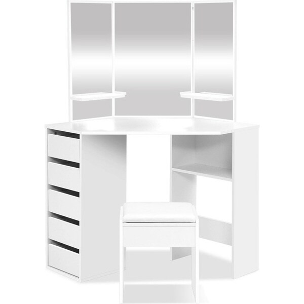 Corner Dressing Table With Mirror Stool White Mirrors Makeup Tables Chair