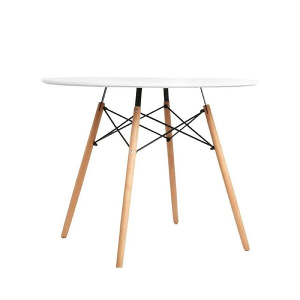 Dining Table Round 4 Seater Replica Tables Cafe Timber White 90cm