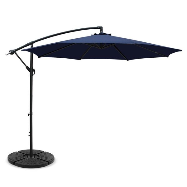 Garden Outdoor Sun Umbrella with Base UV Cantilever 3M - Navy