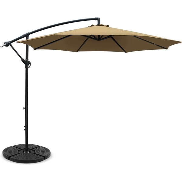 Garden Outdoor Sun Umbrella with Base UV Cantilever 3M - Beige