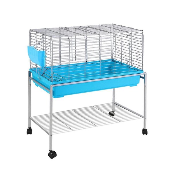 Rabbit Cage Hutch Indoor Hamster Enclosure Carrier - Blue