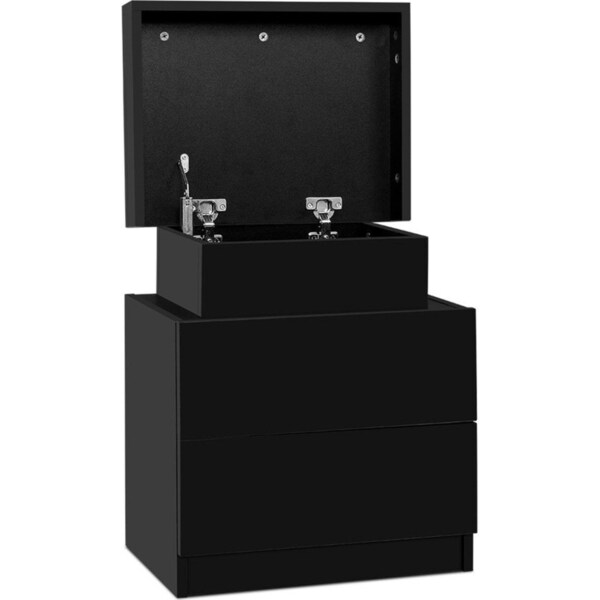 Bedside Tables 2 Drawers Side Table Storage Nightstand Black Bedroom Wood