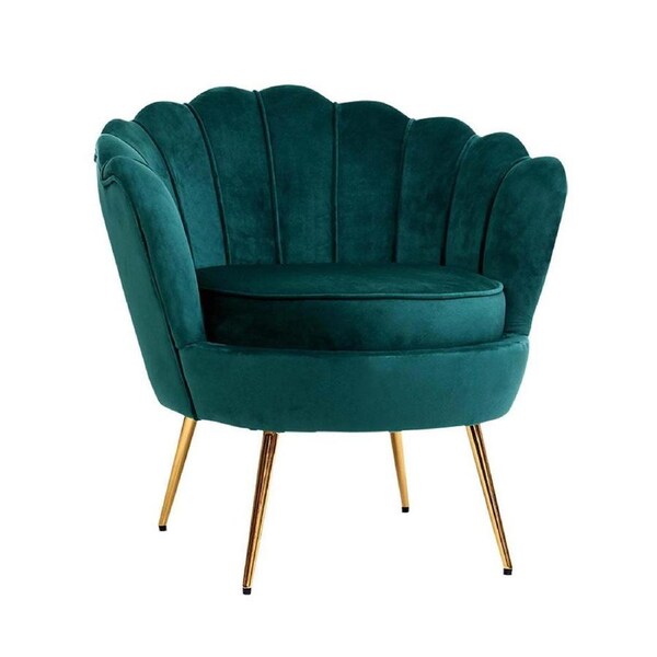 Armchair Lounge Chair Accent Armchairs Retro Lounge Accent Chair Single Sofa Velvet Shell Back Seat Green