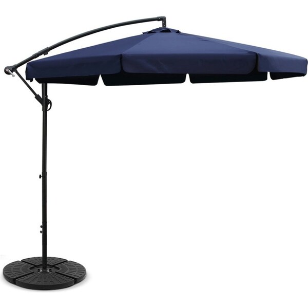Beach Outdoor Sun Umbrella with Base UV Cantilever 3M - Navy