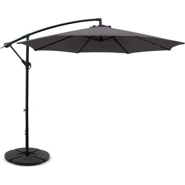 Garden Outdoor Sun Umbrella with Base UV Cantilever 3M - Charcoal