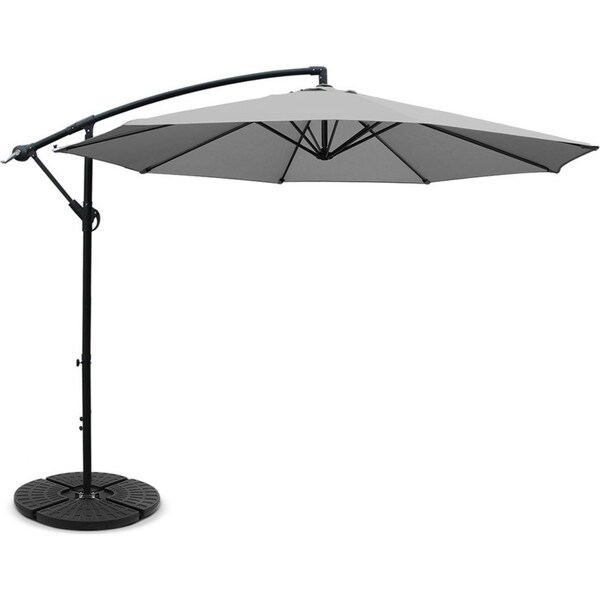 Garden Outdoor Sun Umbrella with Base UV Cantilever 3M - Grey