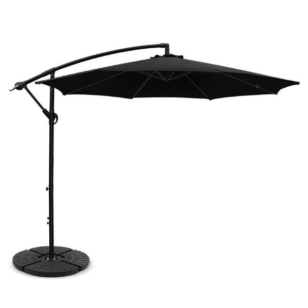 Garden Outdoor Sun Umbrella with Base UV Cantilever 3M - Black