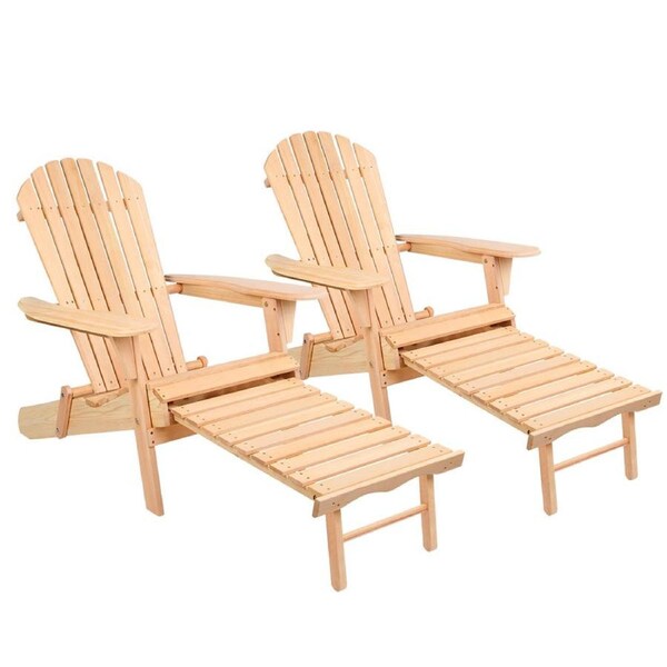 Outdoor Sun Chairs Patio Furniture Beach Lounger - Set of 2