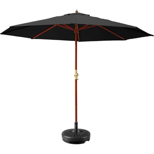 Garden Outdoor Umbrella with Base Pole Stand Black - 3m