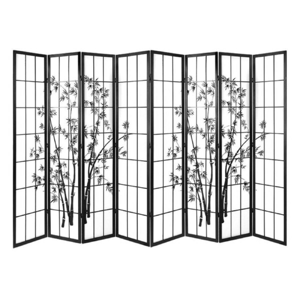 Room Divider Screen Privacy Dividers Pine Wood Stand Black White 8 Panel