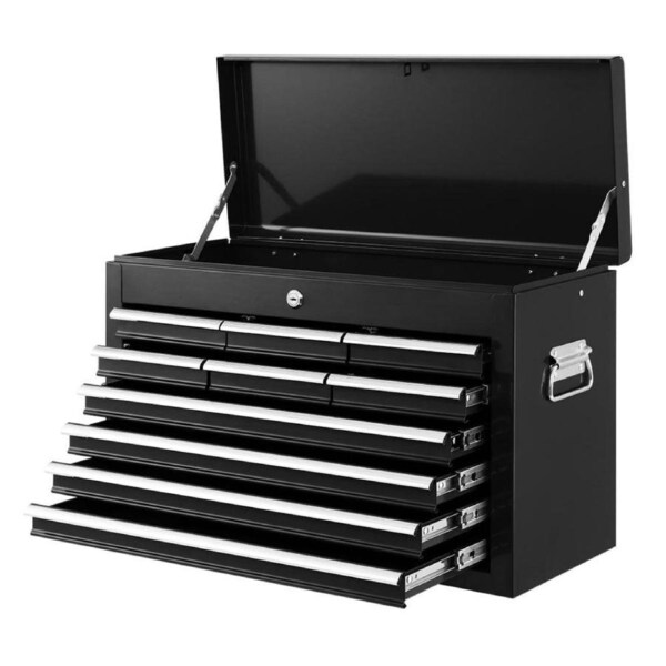 Tool Box Chest Trolley Cabinet Garage Storage Black - 10 Drawers