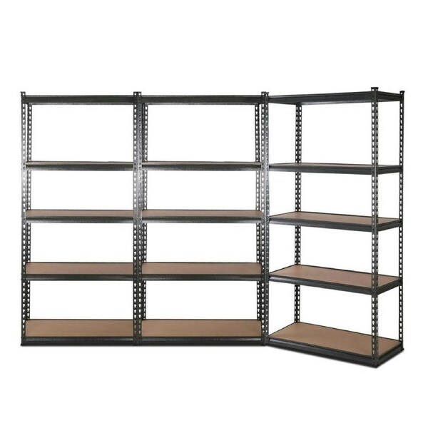 Garage Steel Warehouse Storage 5 Shelves Rack Grey - 3x1.8M