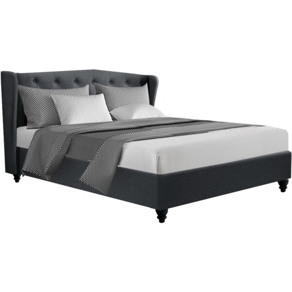 Pier Bed Frame Fabric - Charcoal Queen