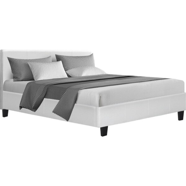 Neo Bed Frame PU Leather - White Double