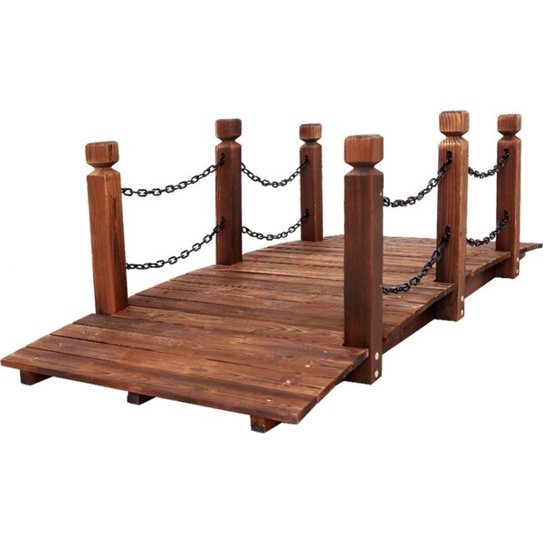 Wooden Garden Rustic Chain Decoration Decor Landscape Bridge