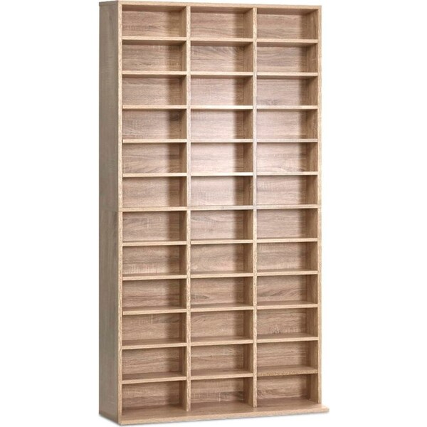 528 DVD 1116 CD Storage Shelf Media Rack Stand Cupboard Book Unit Oak