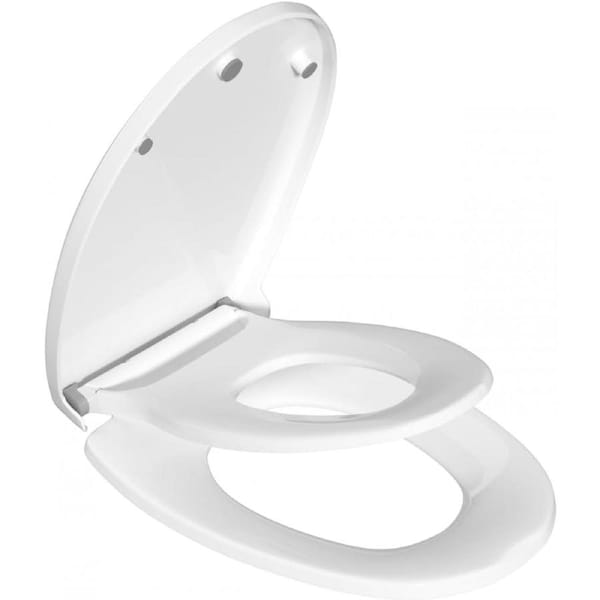 Toilet Seat with Toddler Seat Built in,Potty Training Toilet Seat Fits Both Adult /Kid,V Shape Toddler Toilet Seat Cover with Slow Close,Quick-Release