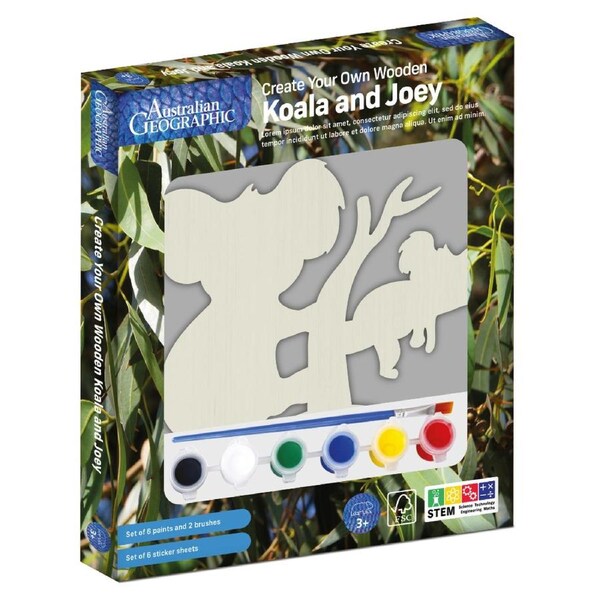 Australian Geographic Create Your Own Wooden Koala and Joey Paint Kit