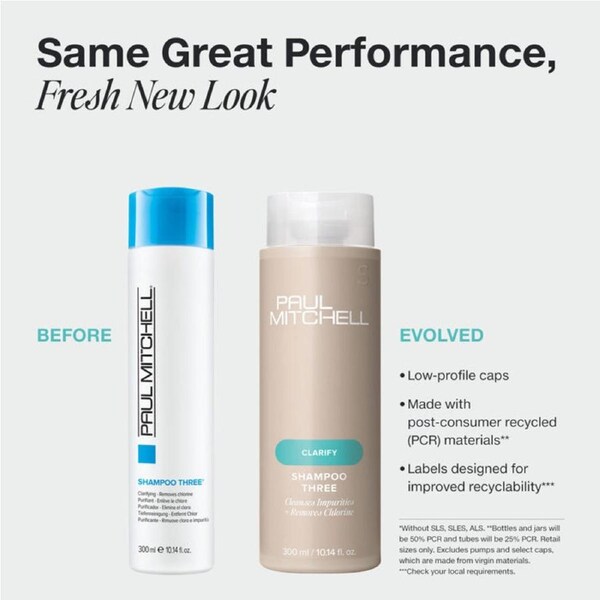 Paul Mitchell Shampoo Three Clarifying Removes Chlorine Shampoo 300ml