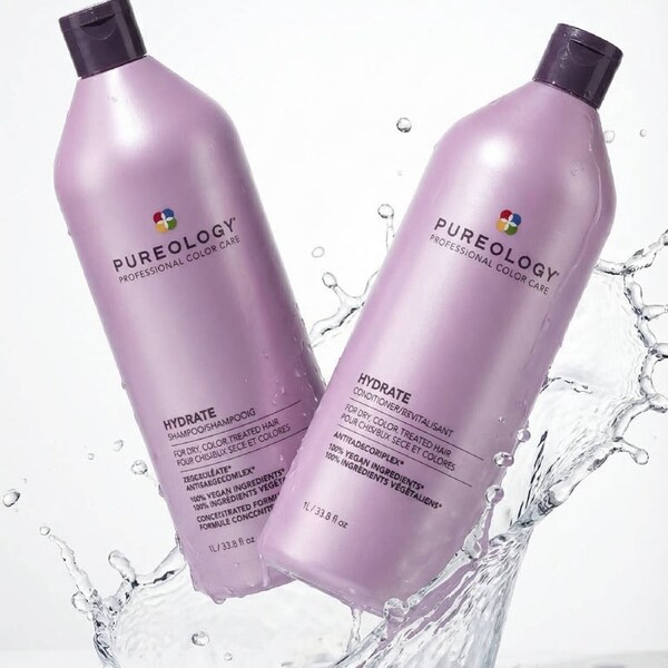 Pureology Hydrate 1lt Duo hydrates normal to thick dry, color-treated hair.