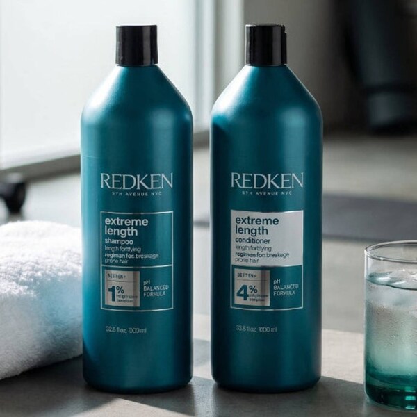 Redken Extreme Length 1L Shampoo & Conditioner Duo - Strengthening Hair Care for Long Hair