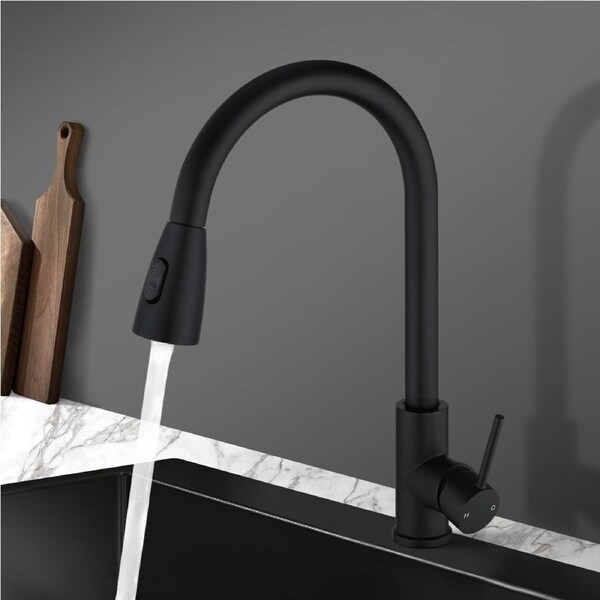ACA Stainless Steel Kitchen Mixer Tap Pull Out 360° Swivel Spout Faucet Black
