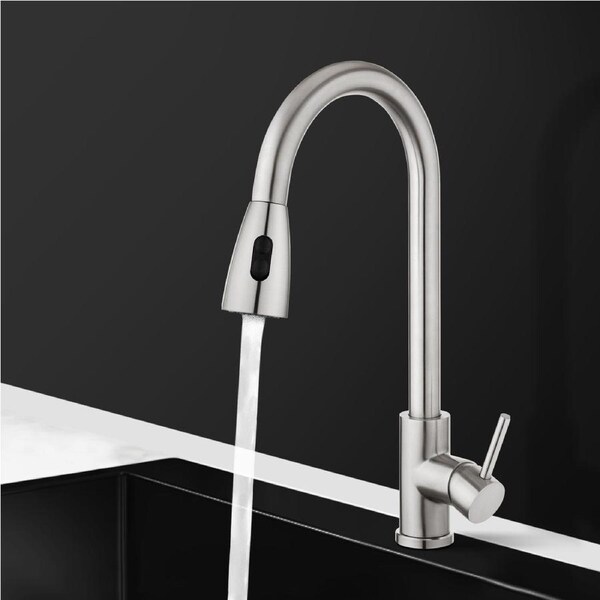 ACA Stainless Steel Kitchen Mixer Tap Pull Out 360° Swivel Spout Faucet Brushed