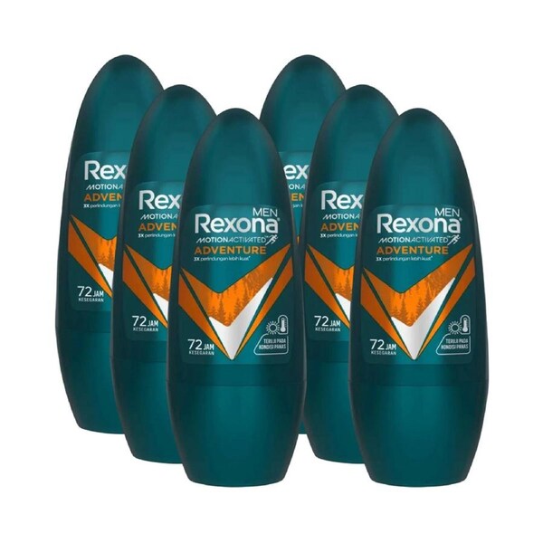 6 x Rexona Men Deodorant Roll On Adventure 45mL