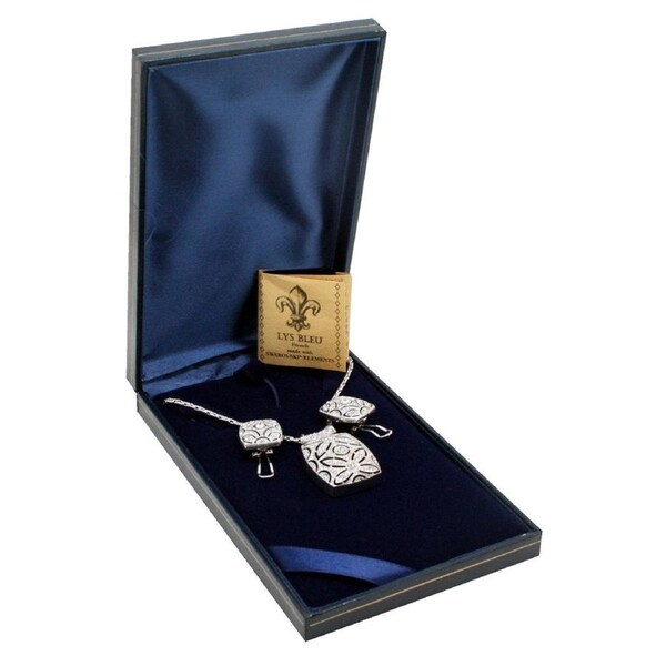 Lys Bleu Square Pendant & Earrings Set with Swarovski Elements