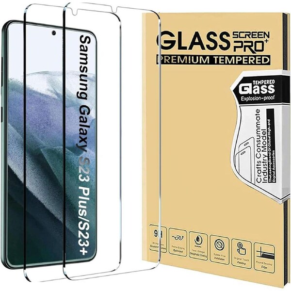 [2 Pack] Screen Protector for Samsung Galaxy S23+/S23 Plus 5G, Samsung Galaxy S23 Plus 5G 6.6-Inch 9H Tempered Glass Scratch-Resistant