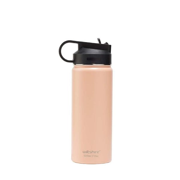 Wiltshire Insulated Wide Stainless Steel Drinking Water Bottle Peach 500ml