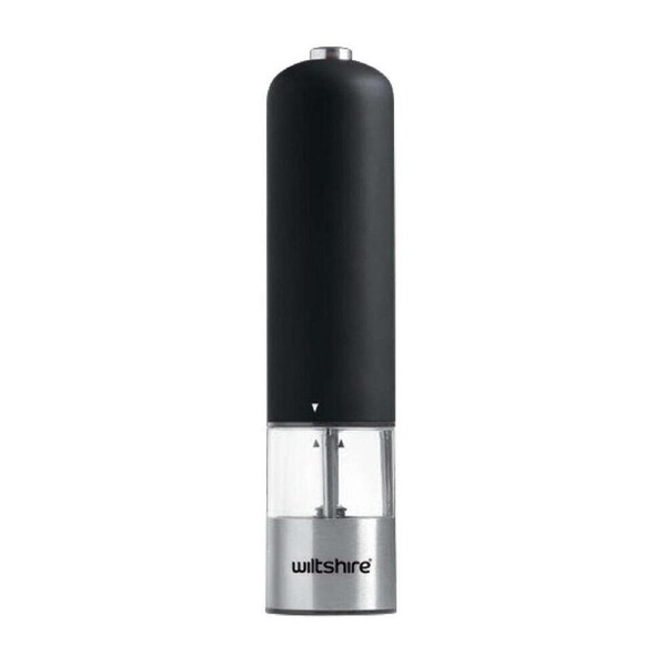 Wiltshire Soft Touch Electric Salt/Pepper Mill Ceramic Grinder w/ Light Black