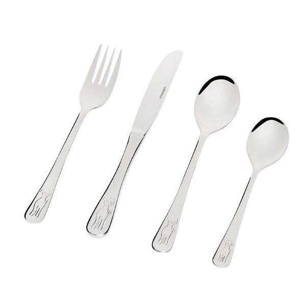 4pc Wiltshire Stainless Steel Puppy Design Kid's Cutlery Utensil Set 3Y+