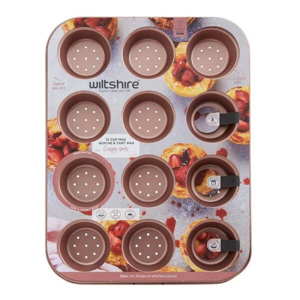 Wiltshire Rose Gold 12 Cup Non-Stick Perforated Quiche Pan Baking Tray