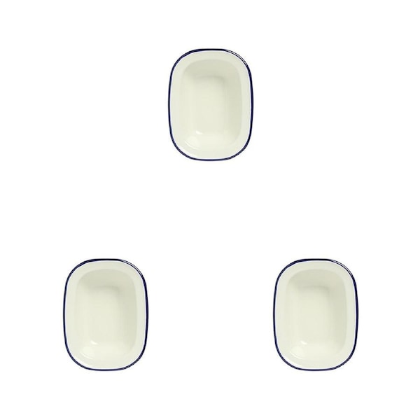3PK Wiltshire Porcelain Enamel Oblong Pie Baking Dish 200ml 12x8.5 cm Blue