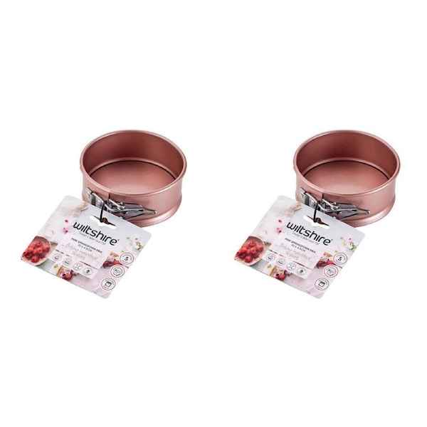 2PK Wiltshire Rose Gold Non-Stick Mini Round Springform Baking Pan Oven Tin 10cm