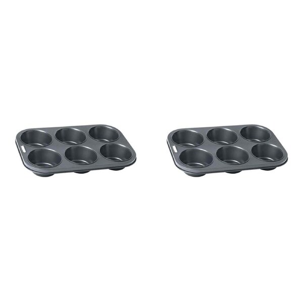 2x Wiltshire Easybake Non-Stick 6 Cup Texas Muffin/Cupcake Pan Baking Tray