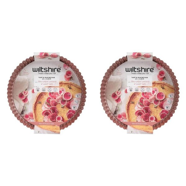 2PK Wiltshire Rose Gold Non-Stick Quiche & Tart Pan Oven Safe Baking Tin 24cm